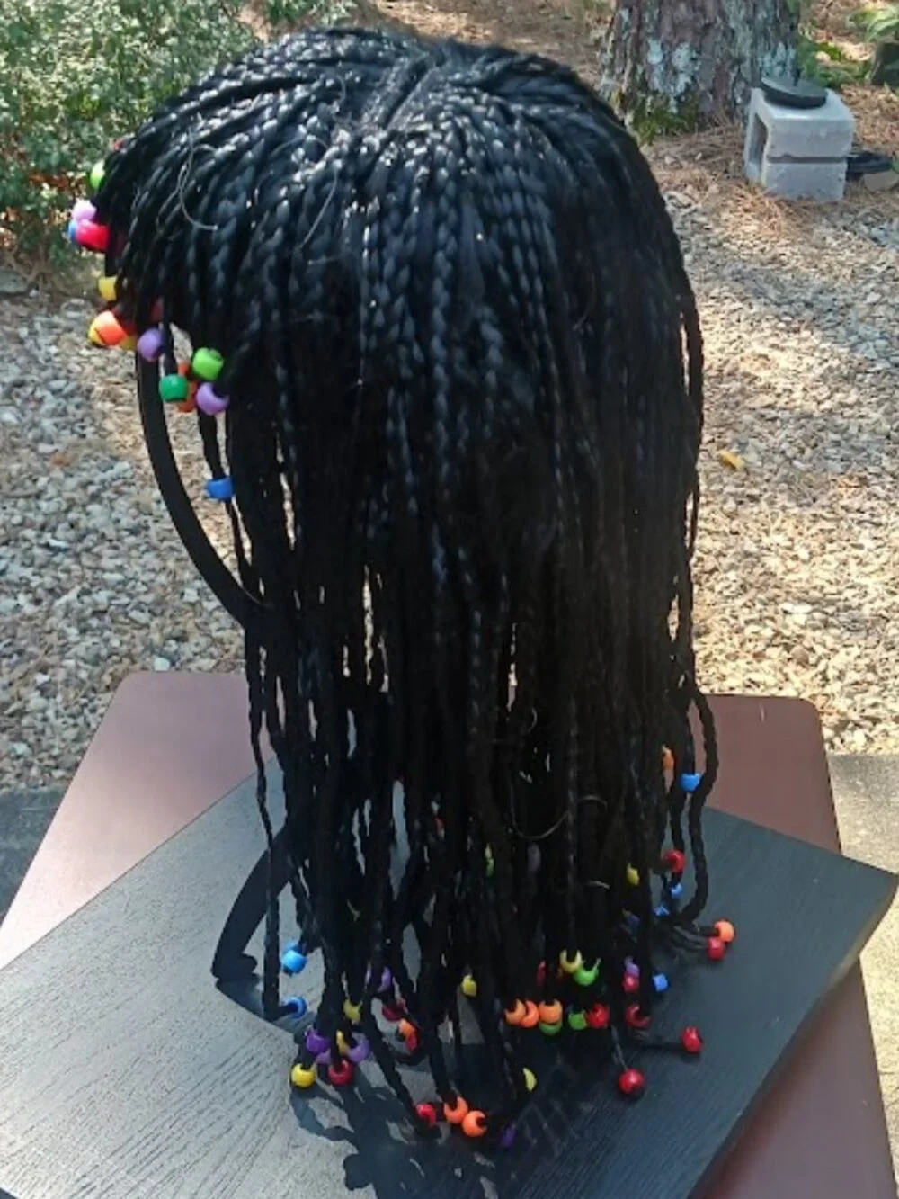 Black Braided Costume Wig Colorful Beads Unisex-Retro-Hippy-Egyptian Queen